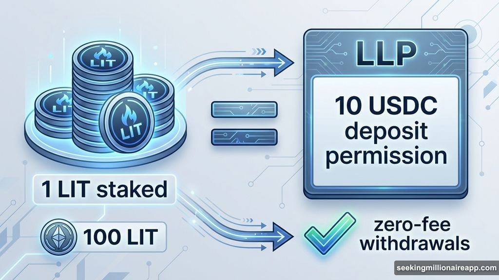 Staking LIT tokens unlocks deposit permission for LLP hedge fund