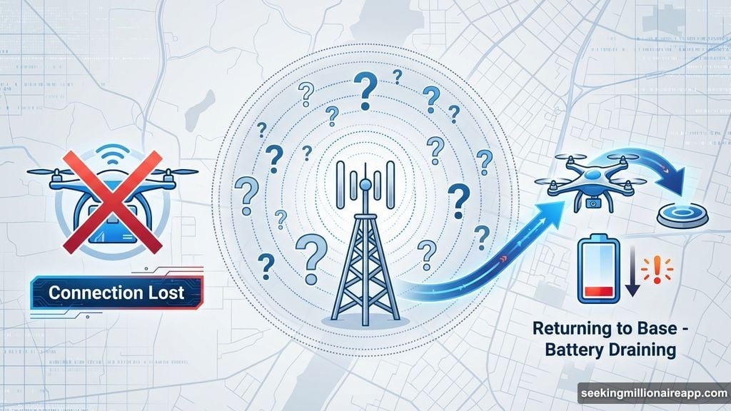Delivery drones lose connectivity and return home wasting battery