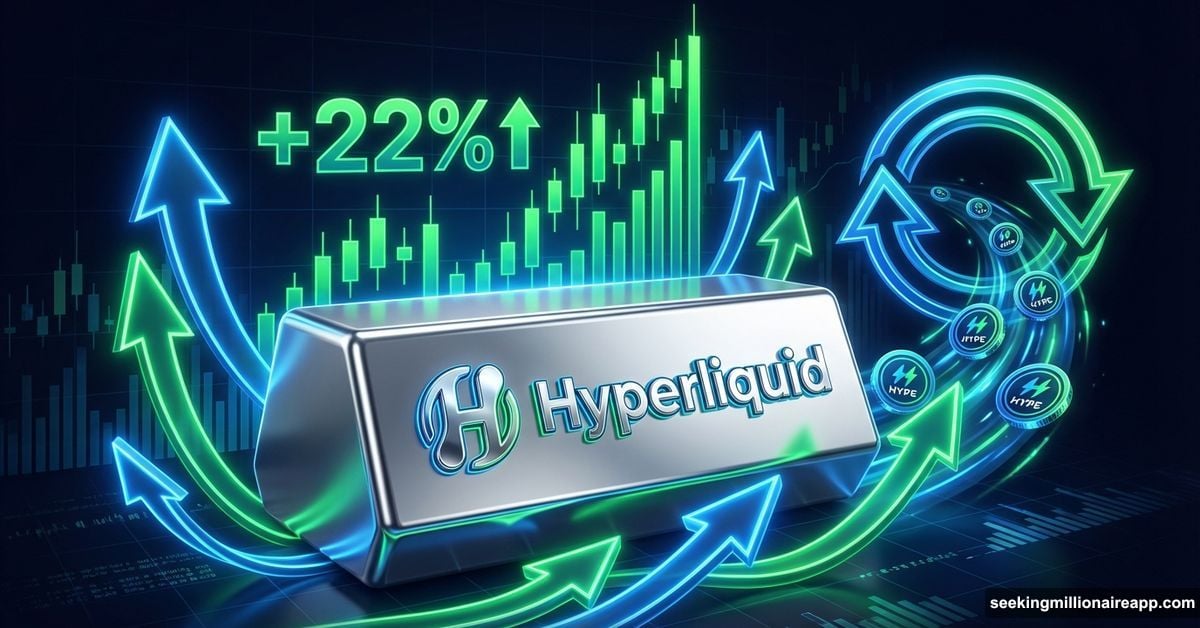 Silver bar with Hyperliquid logo driving HYPE token price surge