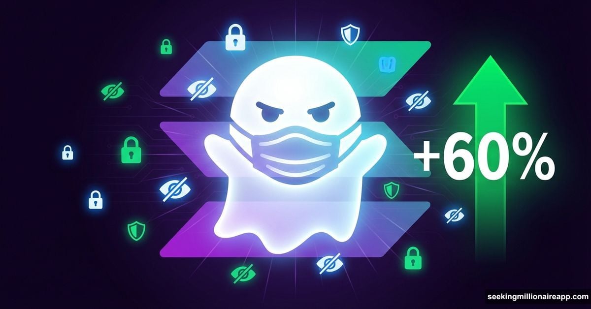 GHOST privacy token with Solana logo showing 60% price surge