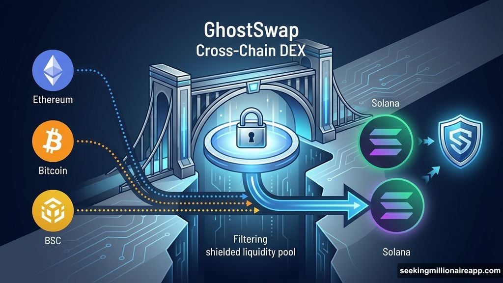 GhostSwap breaks link between deposits and withdrawals using shielded pools