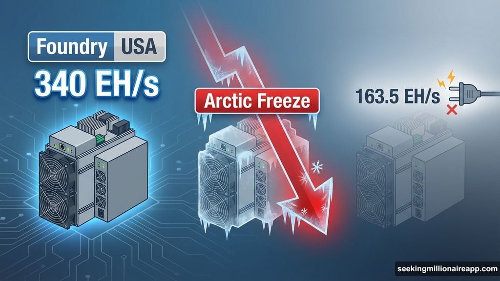Foundry USA hashrate collapsed from 340 to 163.5 exahashes