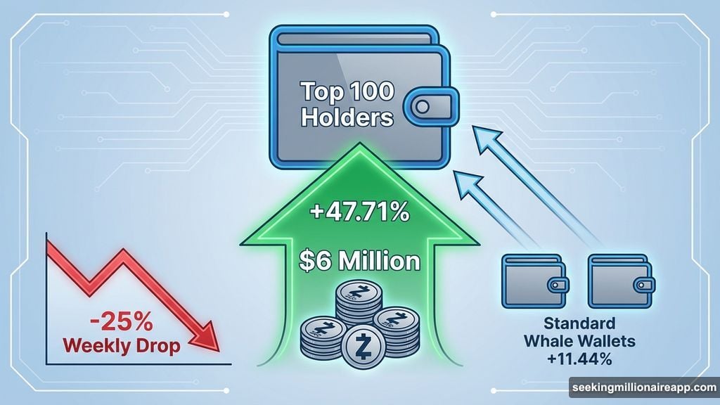 Whales bought six million dollars during twenty-five percent crash
