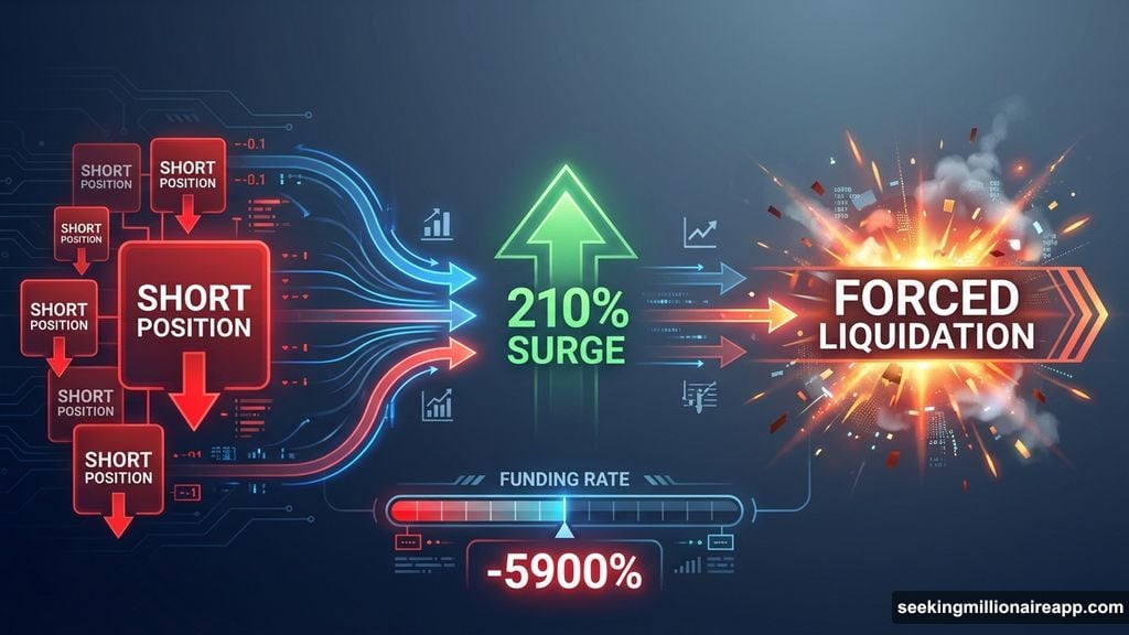 Short squeeze triggered massive liquidations causing 210 percent price explosion