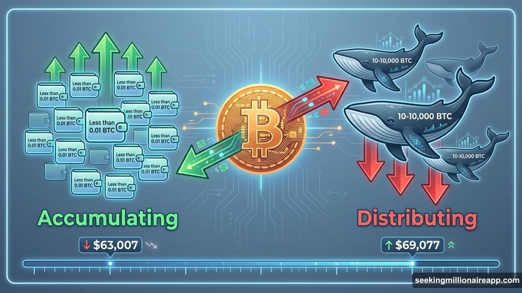 Small retail wallets accumulate while large Bitcoin whales sell