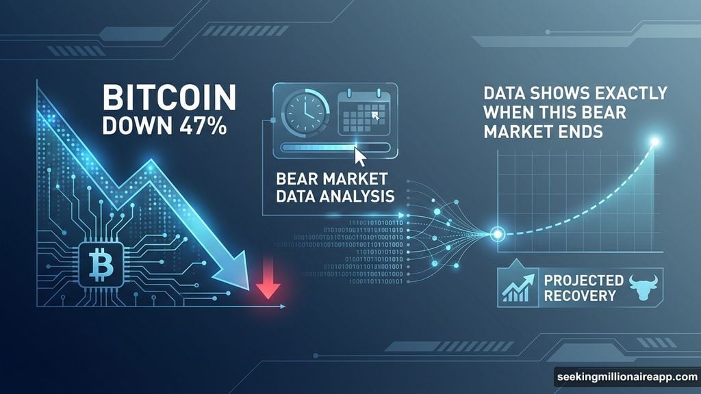 Modern minimalist illustration 2 for: Bitcoin Down 47%. Data Shows Exactly When This Bear Market Ends