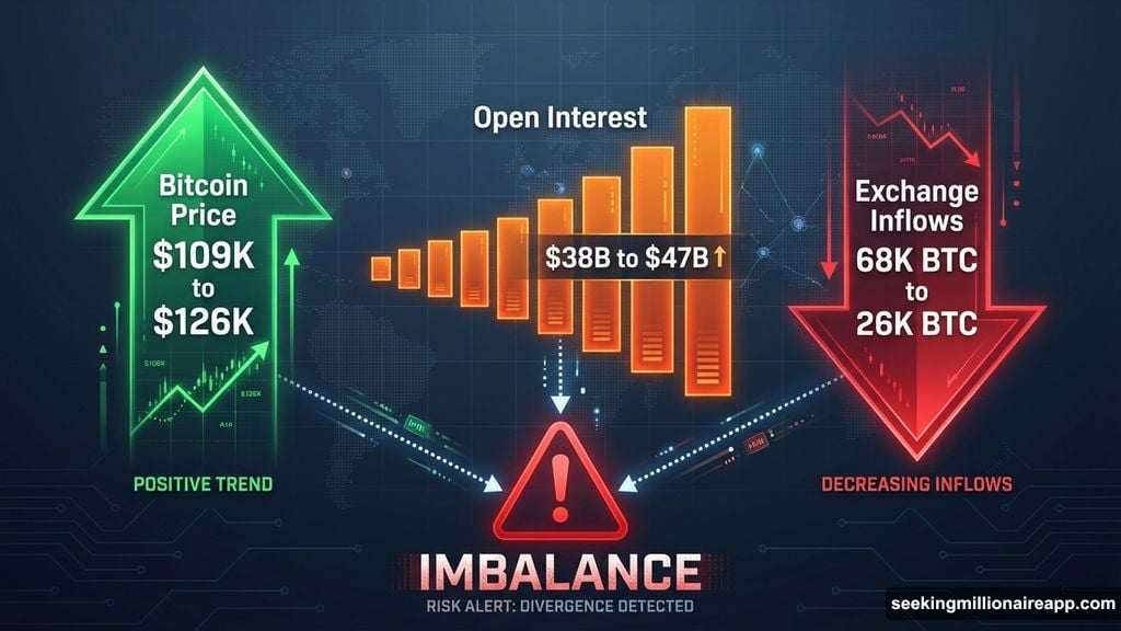 Rising leverage plus stagnant spot participation equals fragile structure