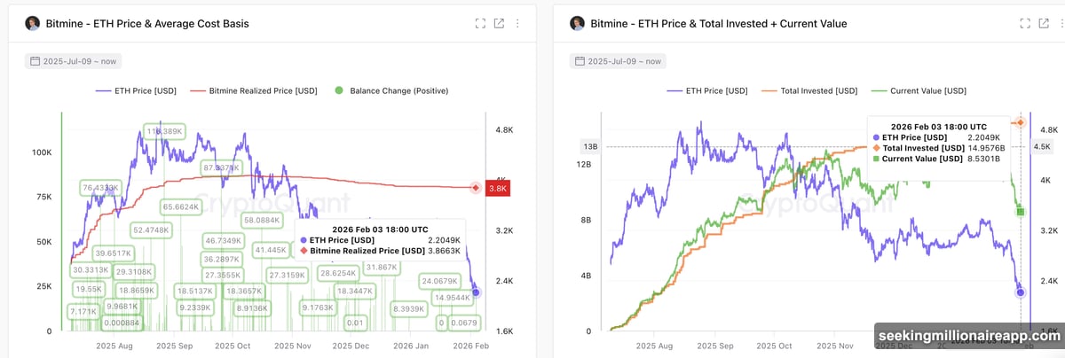 BitMine paid $3,800 per ETH, now trading near $2,200