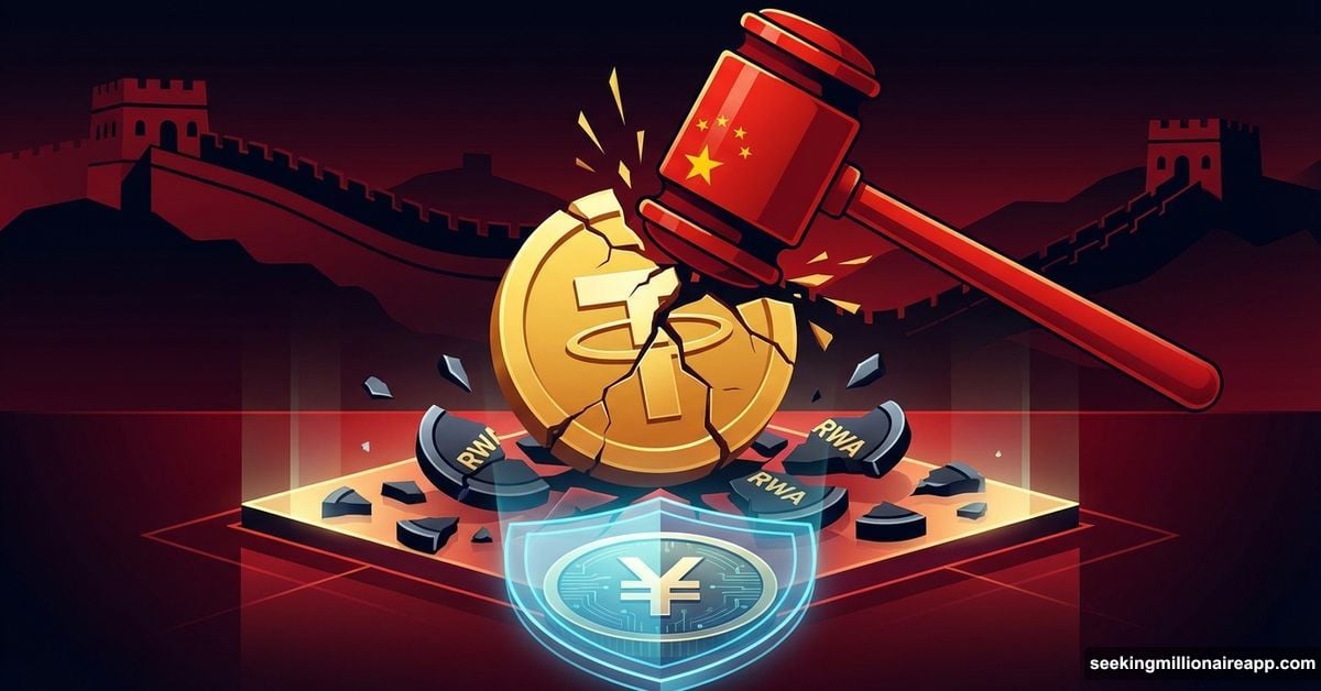 Chinese hammer crushing USDT stablecoin and RWA tokens below