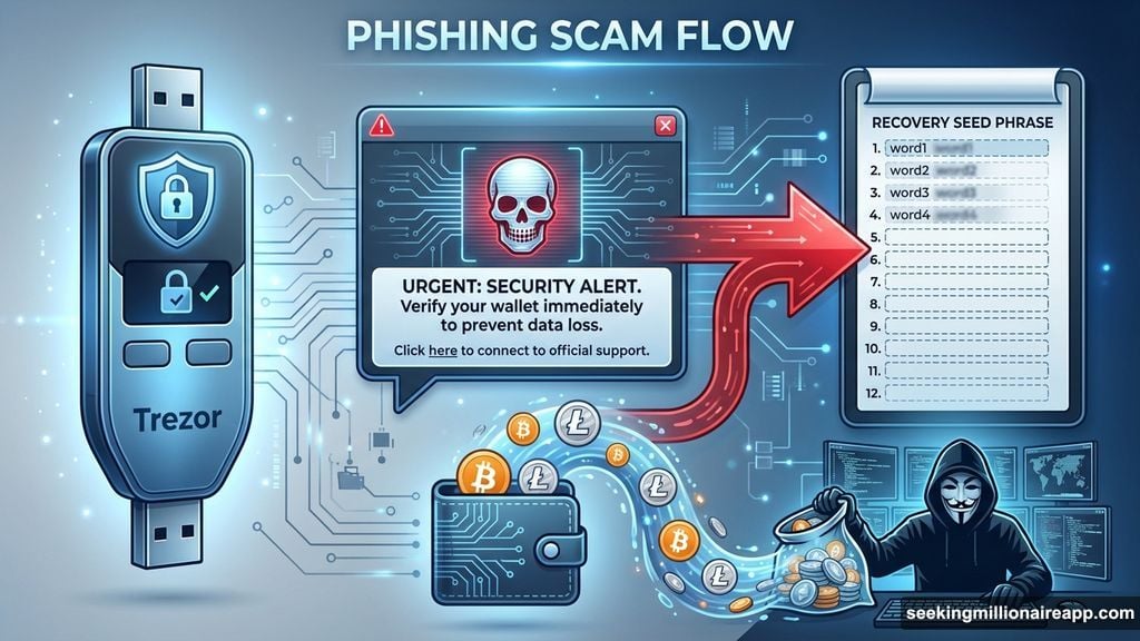 Phishing attack compromised hardware wallet through fake Trezor customer support