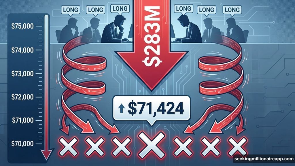 Long liquidations hit $283 million forcing traders out automatically
