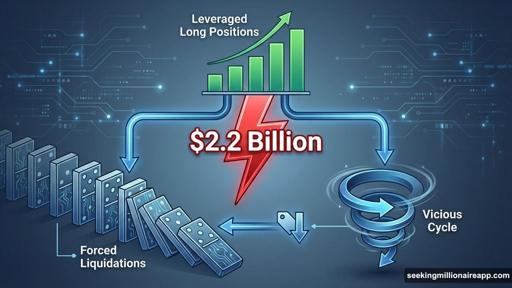 Two point two billion dollars in liquidations crushed leveraged positions