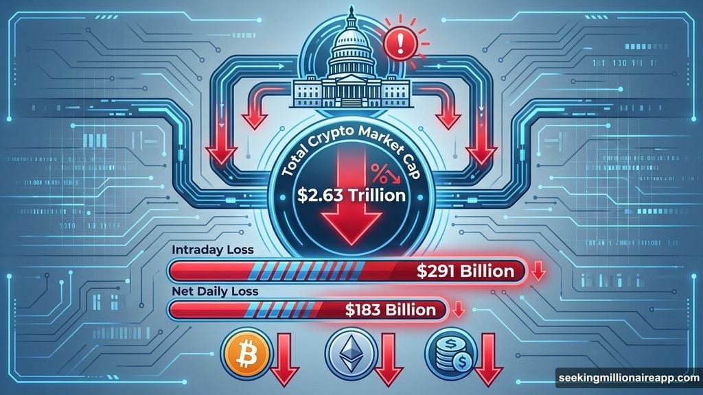 Total crypto market lost $291 billion intraday amid shutdown fears
