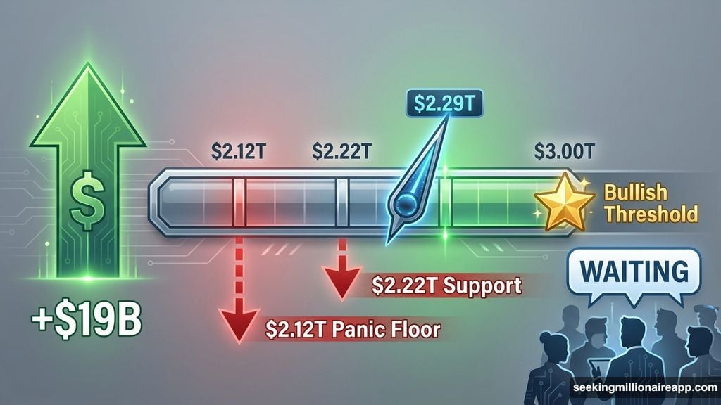 Total crypto market cap at $2.29 trillion waiting for $3.00 trillion bullish threshold