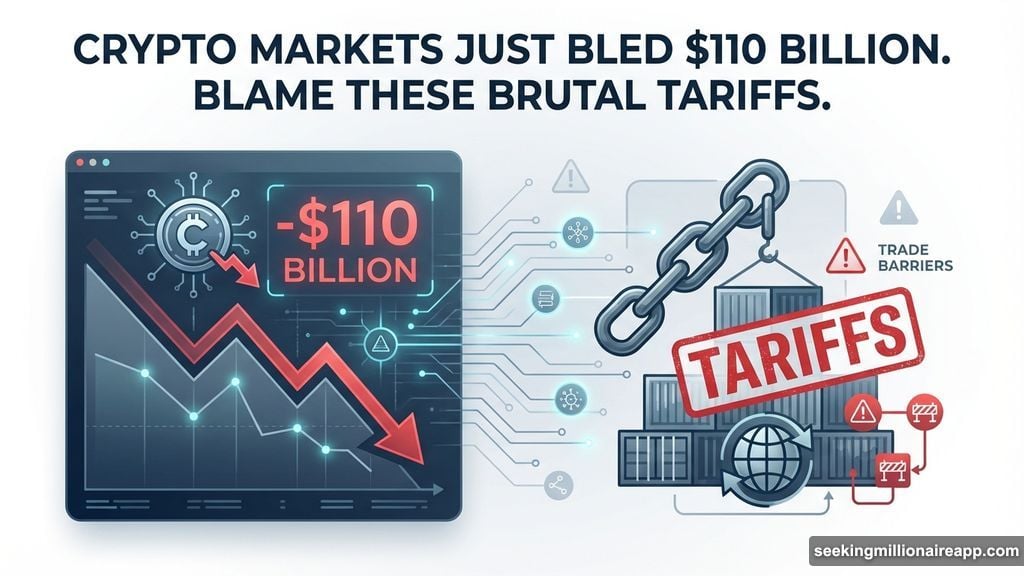 Modern minimalist illustration 2 for: Crypto Markets Just Bled $110 Billion. Blame These Brutal Tariffs
