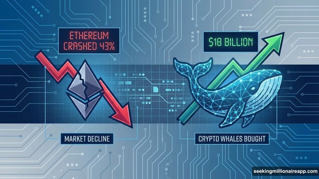 Modern minimalist illustration 1 for: Ethereum Crashed 43%. But Crypto Whales Just Secretly Bought $18 Billion