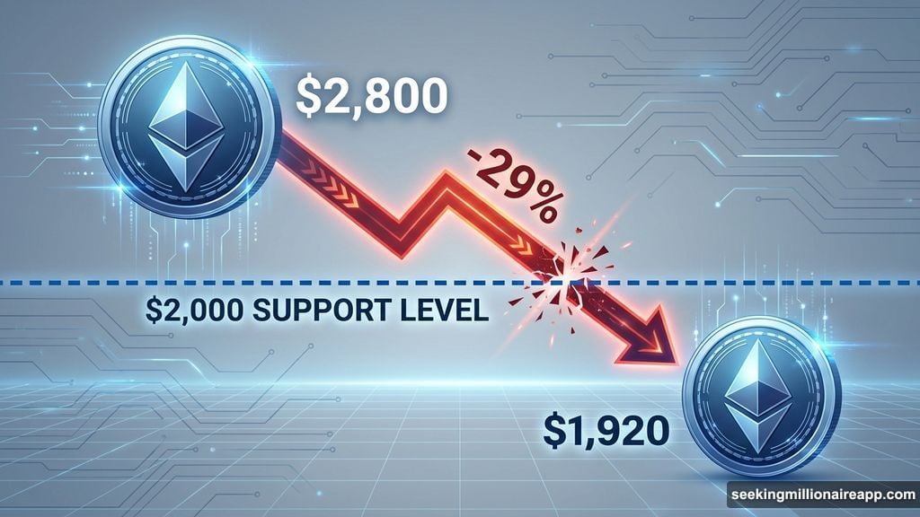 ETH fell 29% in one week breaking below $2,000 support level