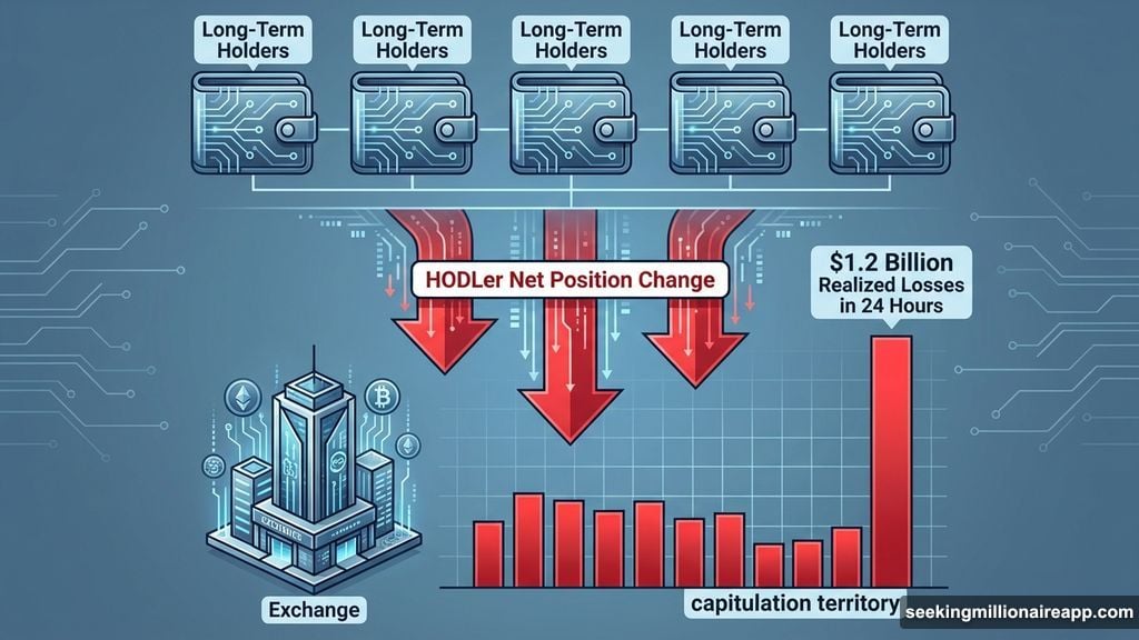 Long-term holders selling with realized losses surging past $1.2 billion