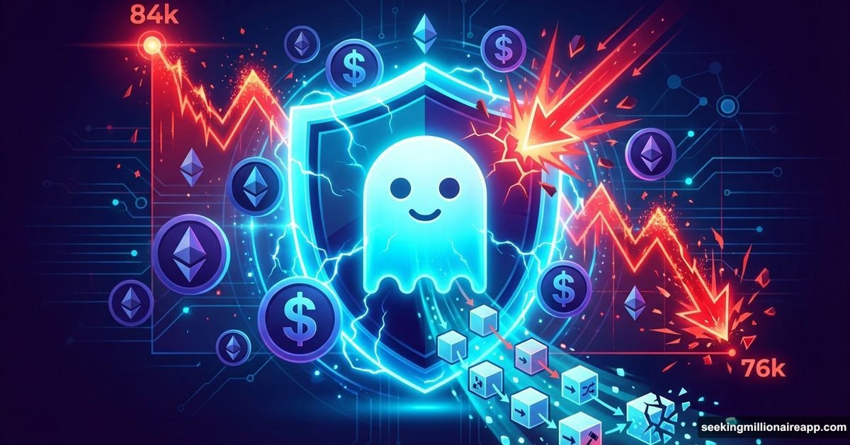 Aave protocol shield protecting Ethereum lending during market crash liquidations