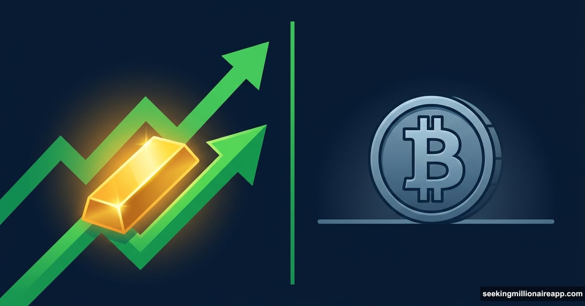 Gold rising with money supply while Bitcoin remains flat and stagnant