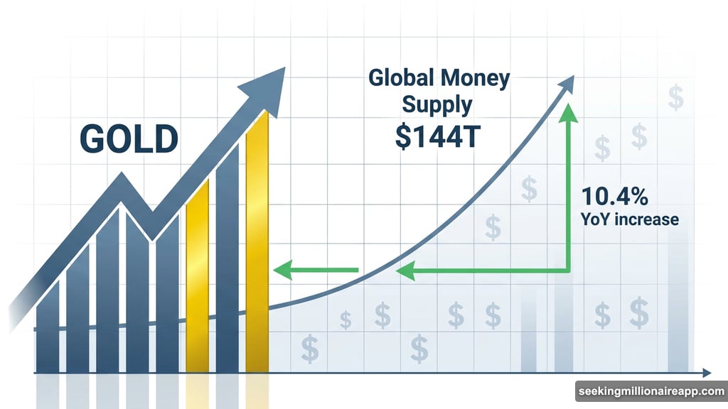 Gold tracking global money supply almost in lockstep upward trend