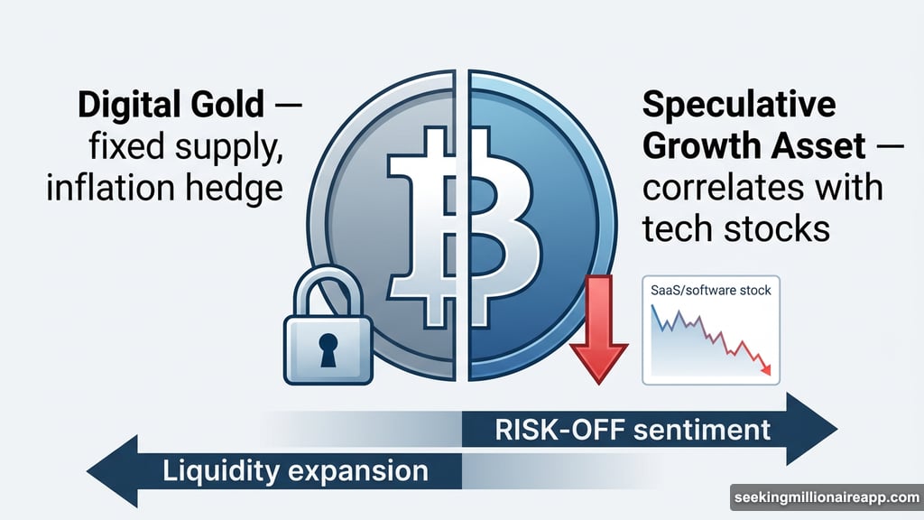 Bitcoin dual identity split between digital gold and speculative growth asset