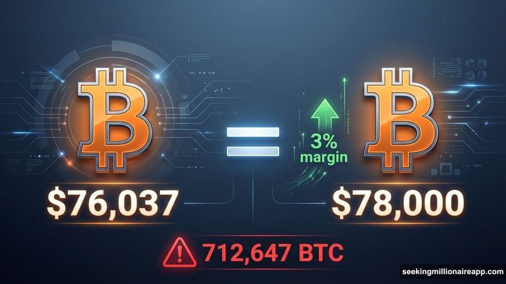 Bitcoin position with barely any cushion at breakeven prices