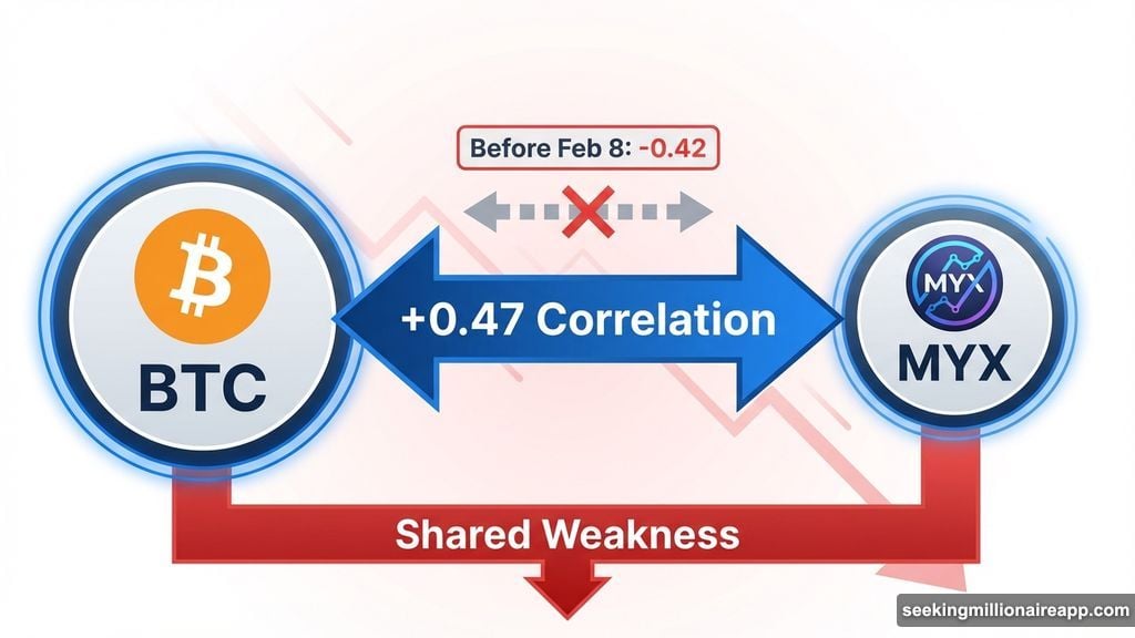 MYX Finance correlation with Bitcoin flipped from negative to positive