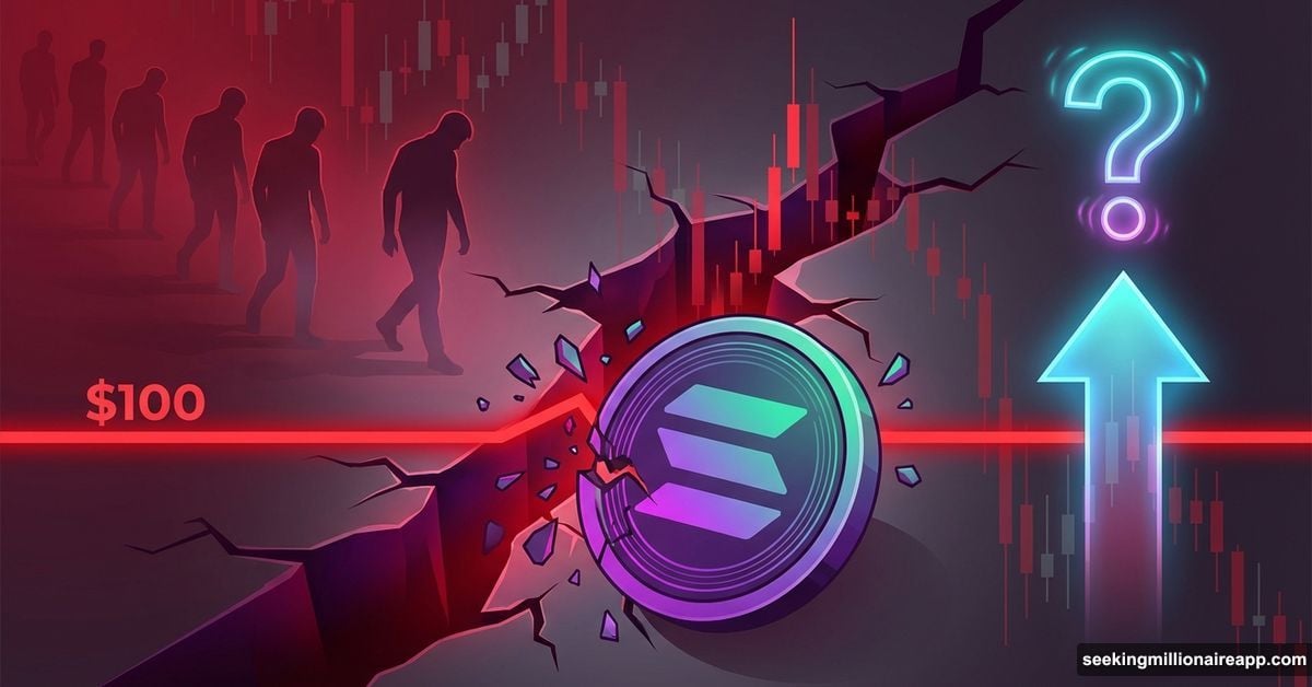 Solana cryptocurrency coin crashed below $100 barrier with uncertain recovery