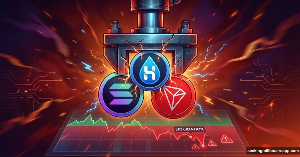 Three cryptocurrency coins under pressure from massive liquidation squeeze