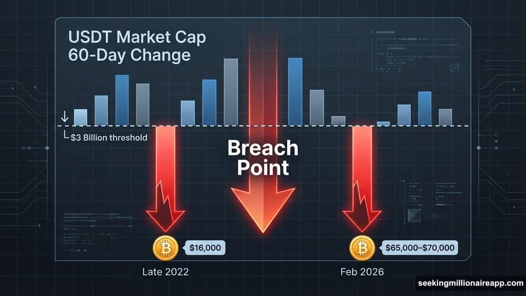 USDT 60-day market cap drops below negative three billion threshold twice