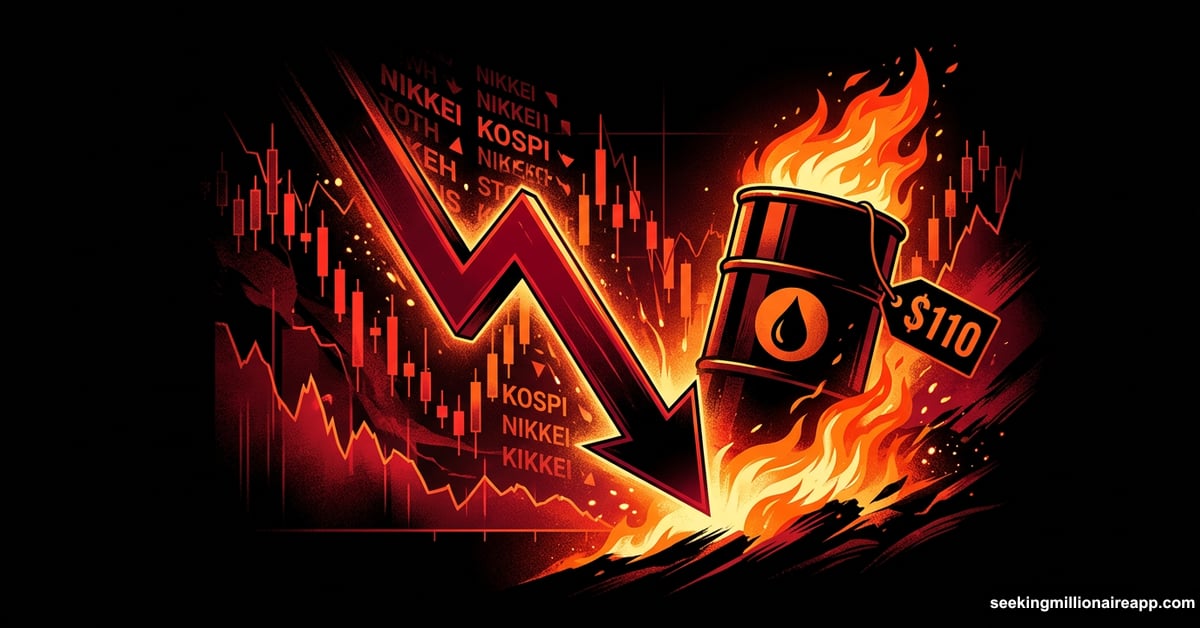 Asian stock markets crashing sharply as oil prices surge past $110