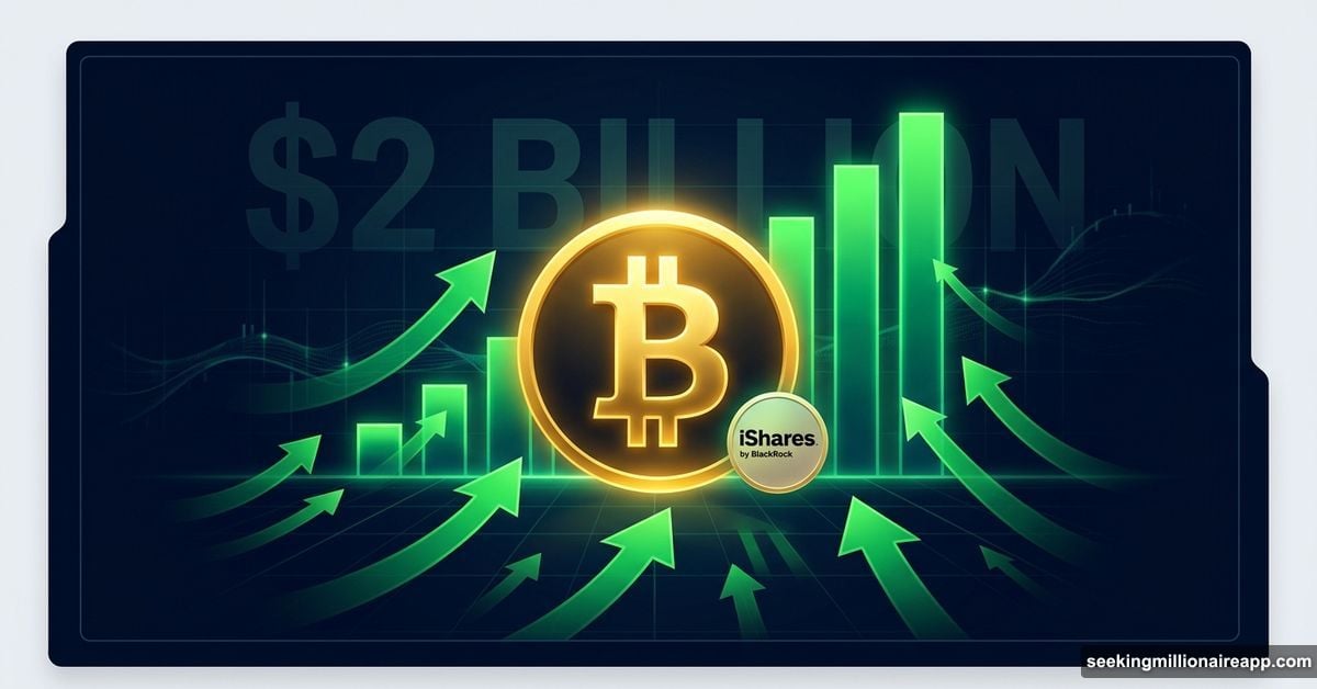 Gold Bitcoin symbol with rising green arrows showing record ETF inflows