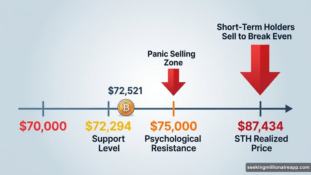 Short-Term Holder realized price at $87,434 creates overhead resistance ceiling