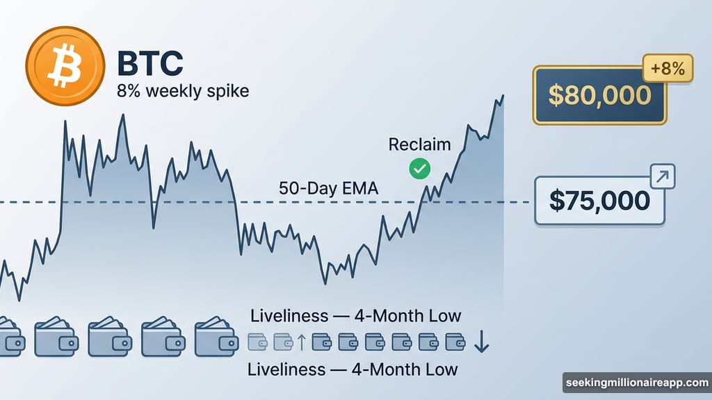 Bitcoin reclaims 50-day EMA with 80000 price target eight percent away