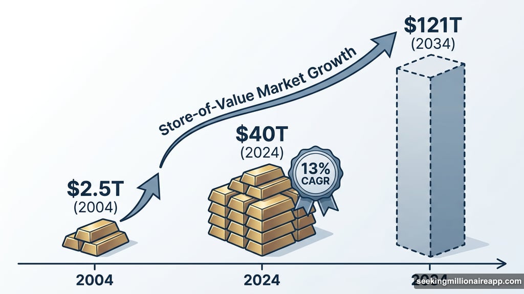 Gold market grew from 2.5 trillion to 40 trillion at 13% CAGR