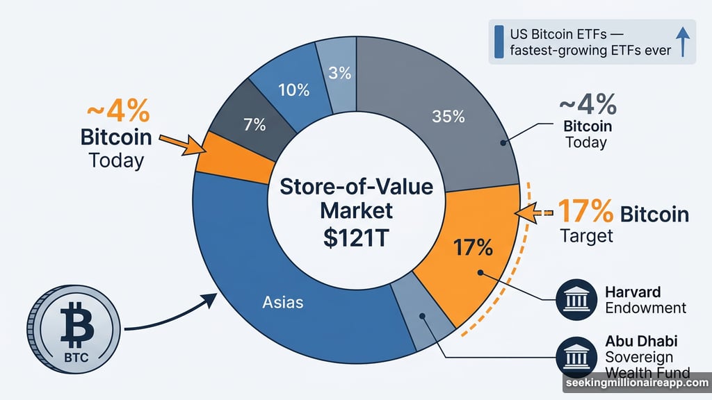 Bitcoin needs 17% market share to reach one million dollar valuation