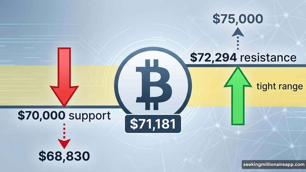 Bitcoin stuck between $70,000 support and $72,294 resistance levels