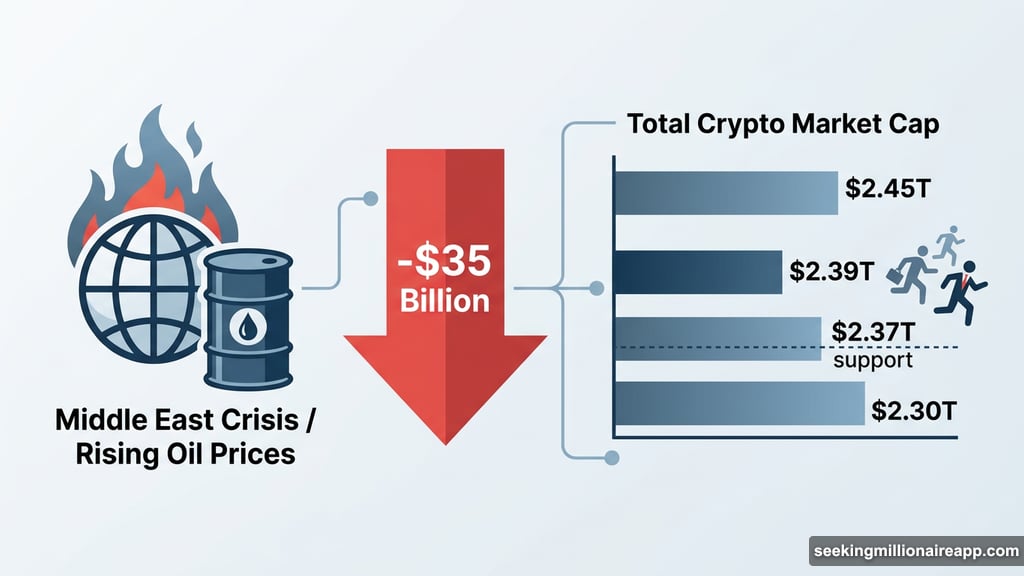 Geopolitical tensions drain $35 billion from total crypto market cap