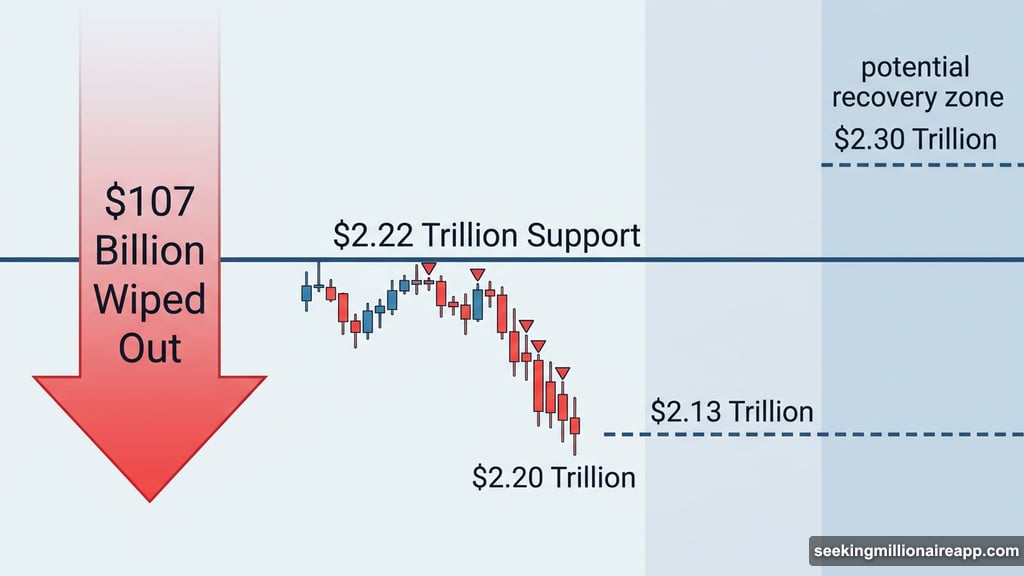 Total crypto market cap crashes below $2.22 trillion support level