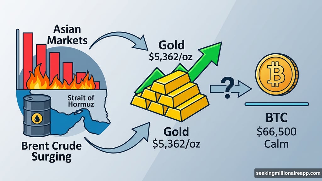 Gold surges as geopolitical strikes disrupt markets while Bitcoin stays calm