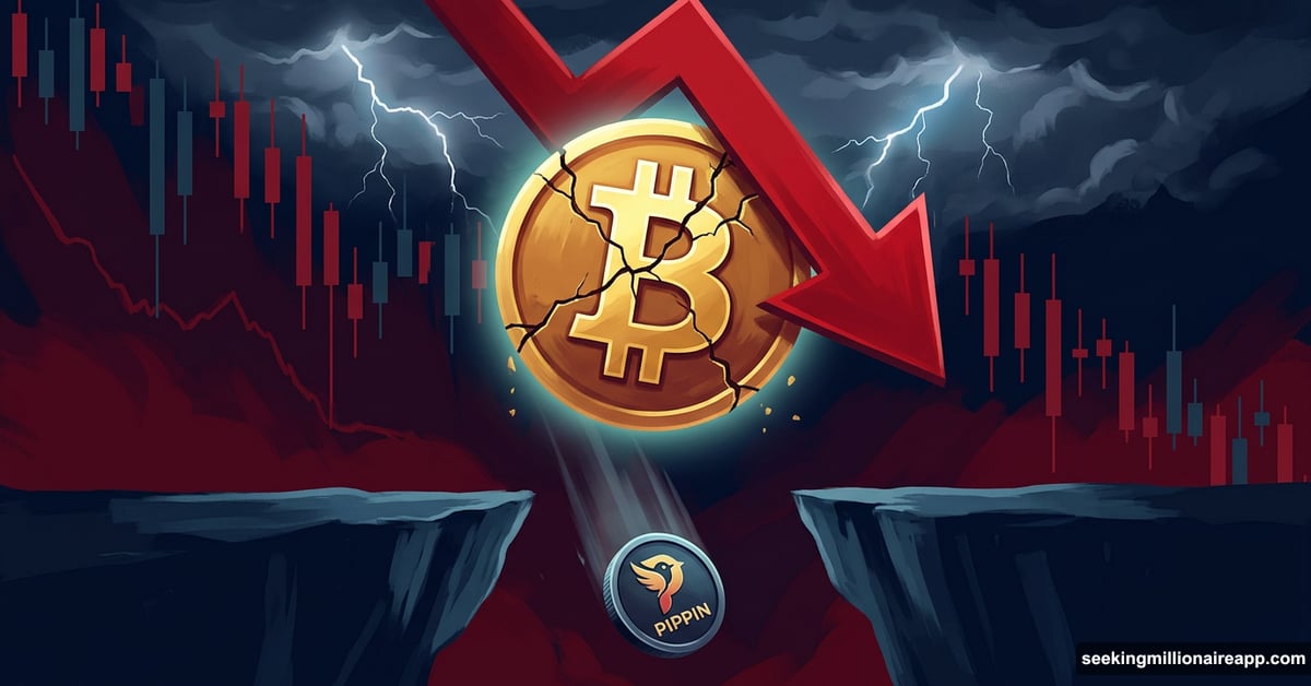 Bitcoin symbol cracking under pressure as crypto market slides downward
