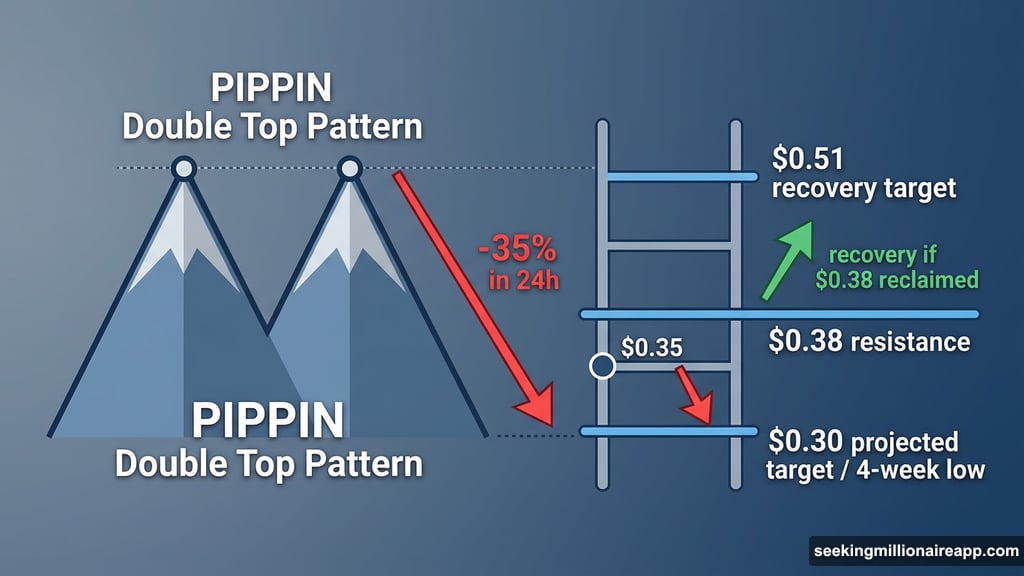 PIPPIN double top pattern breakdown projects 44% decline to $0.30
