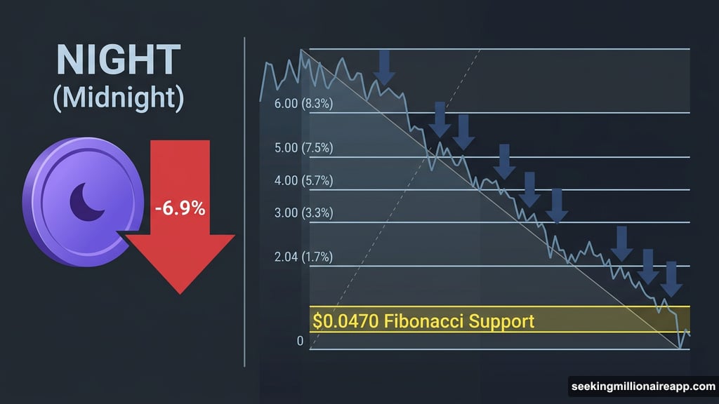 NIGHT token drops 6.9% declining toward key Fibonacci support level