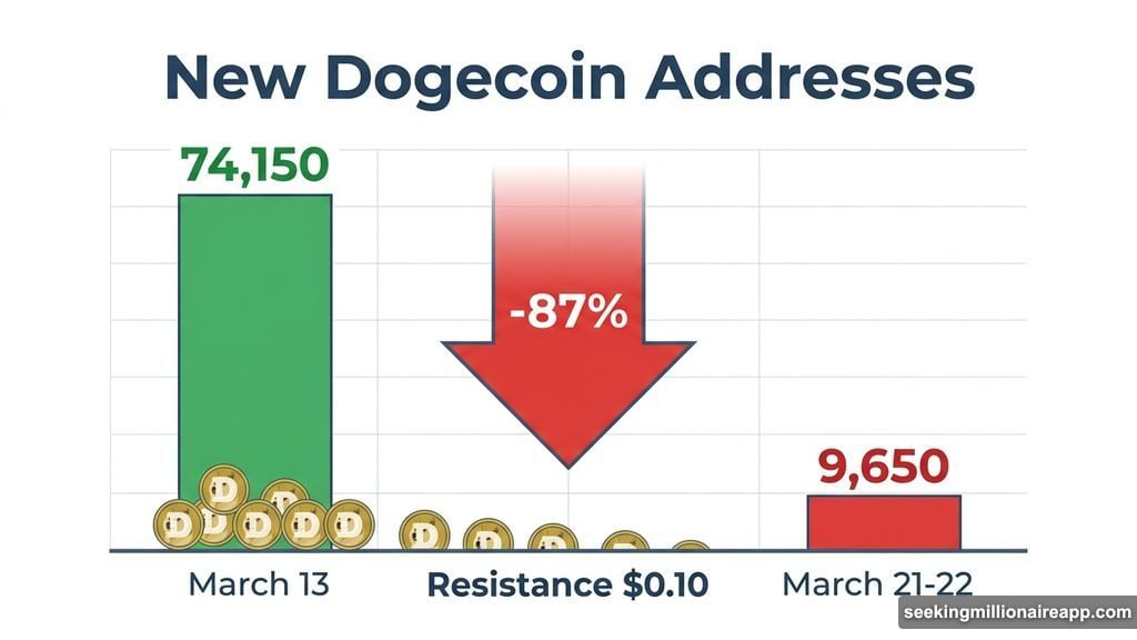 Dogecoin new address creation collapsed 87% in just ten days