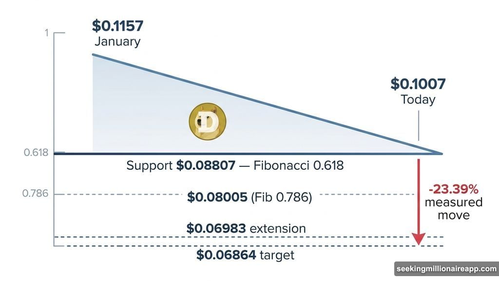 Descending triangle breakdown projects 23% drop to $0.06864 target
