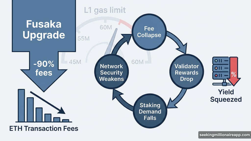 Fusaka upgrade fee collapse triggers validator rewards and staking demand loop