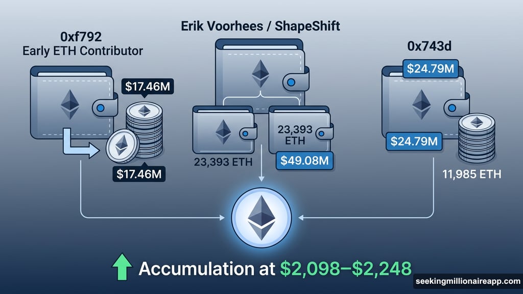 Ethereum whales stacking ETH at $2,200 with millions in purchases