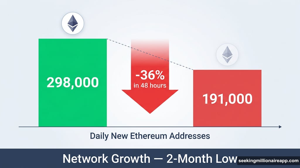 Daily new Ethereum addresses dropped 36% from 298,000 to 191,000