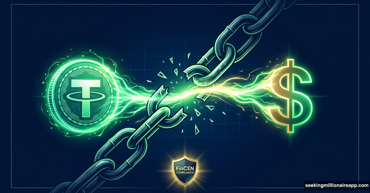 Broken banking chains with USDT converting to USD dollars instantly